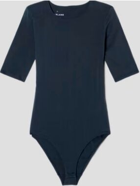 Everlane The Short Sleeve Crewneck Bodysuit New Black Small Women's